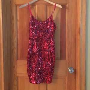 Red sequin dress